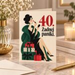 Kartka na 40 urodziny dla kobiety „40. Żadnej paniki.”
