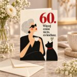 Kartka na 60 urodziny dla kobiety - „Więcej czasu na to, co kochasz.”
